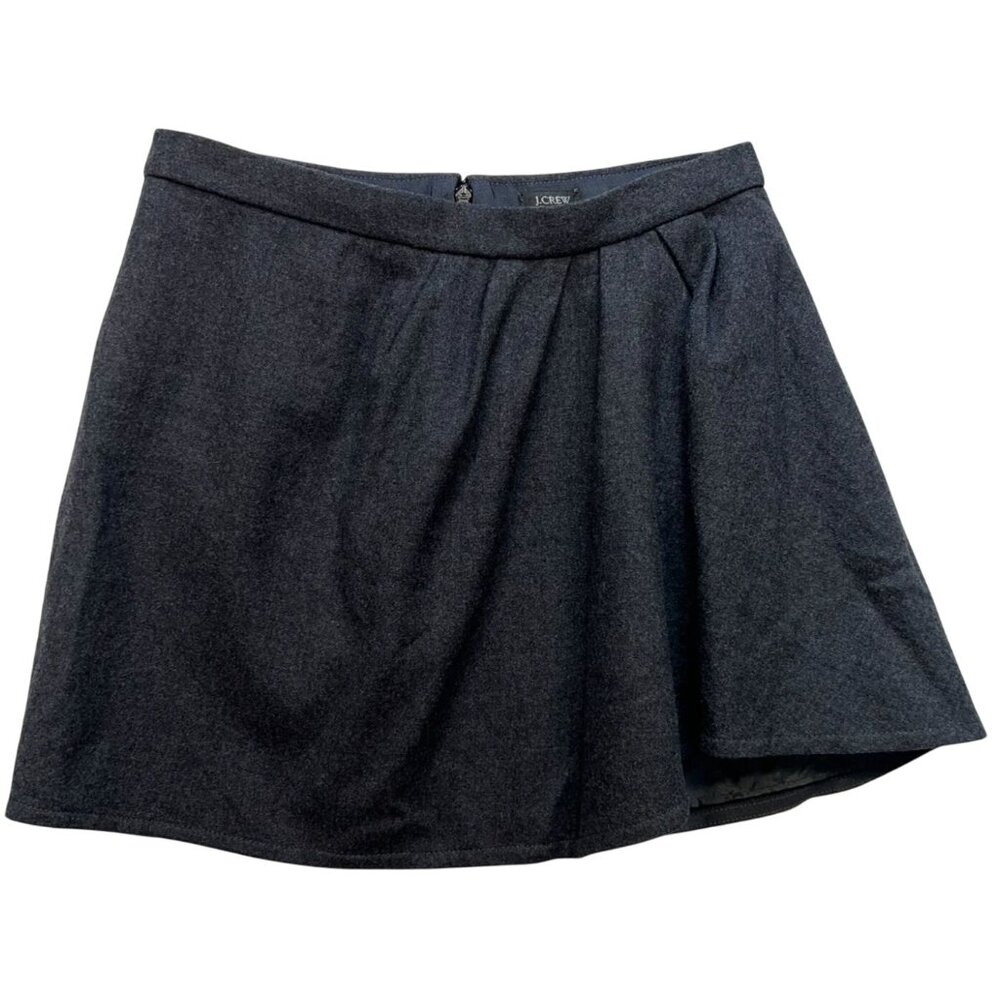 J. Crew Womens Micro Mini Wool Pleated Skirt Back Zip Size 2 Charcoal Gray
